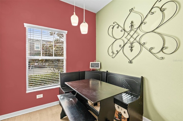 dining space featuring light hardwood / wood-style floors