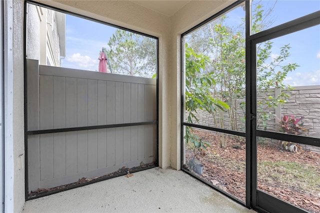 view of unfurnished sunroom