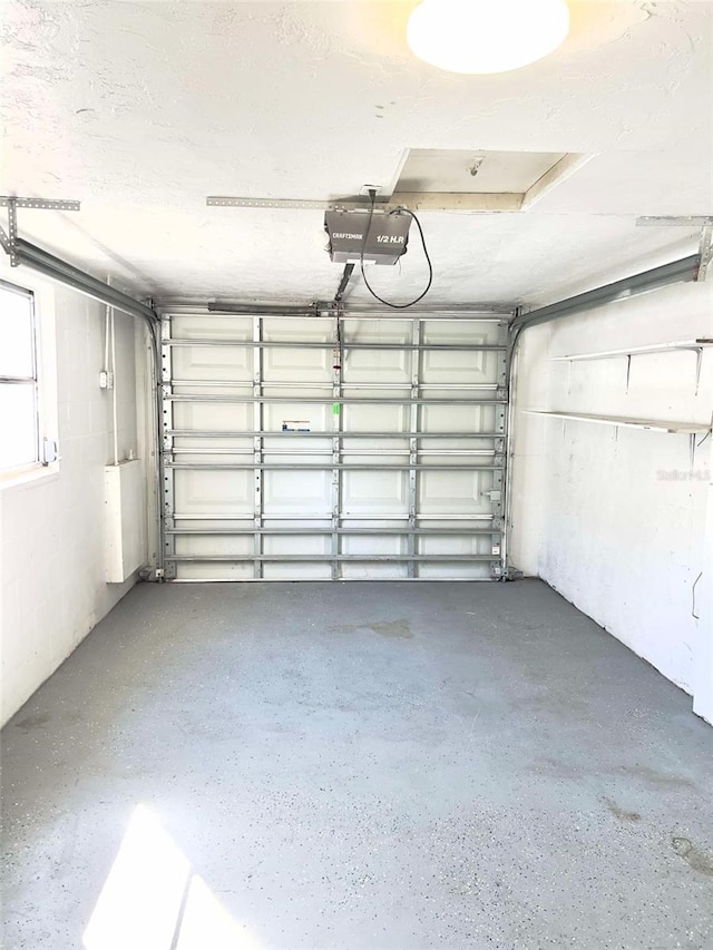 garage with a garage door opener