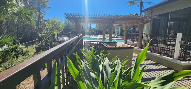 balcony with a pergola