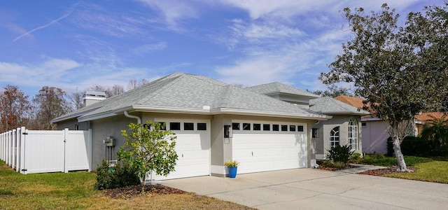 view of front of house with a garage and a front yard