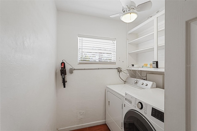 1309 Nokomis Ave S, Venice, FL 34285 - laundry area featuring separate washer and dryer and a ceiling fan