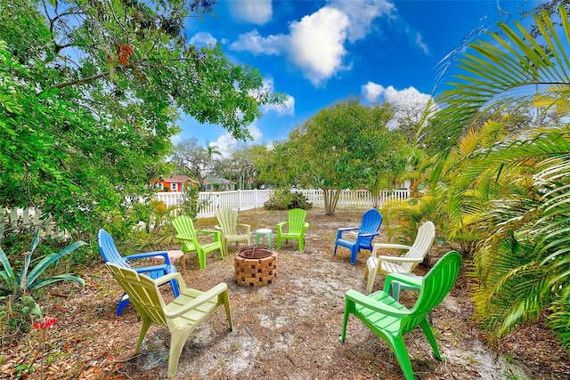 view of patio featuring an outdoor fire pit