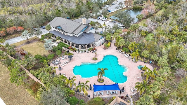 bird's eye view featuring a water view