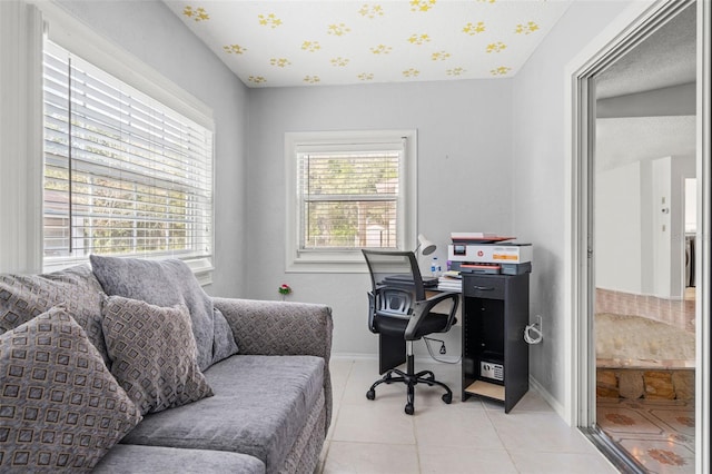 view of tiled office space