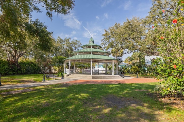 view of home's community featuring a gazebo and a lawn