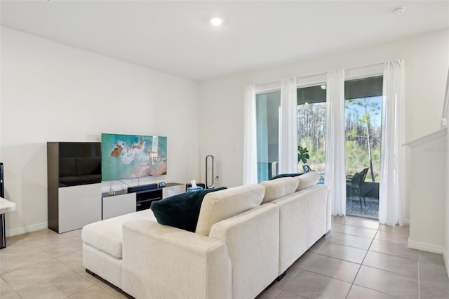 view of tiled living room