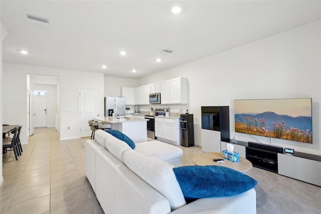 view of tiled living room