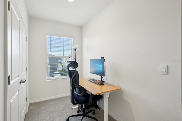 view of carpeted home office