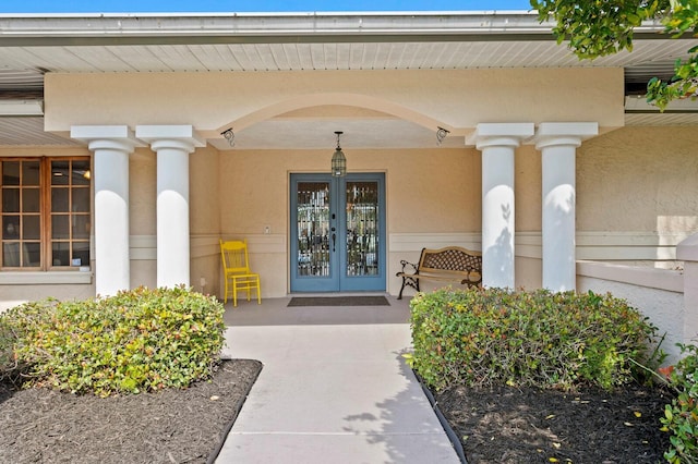 property entrance with french doors