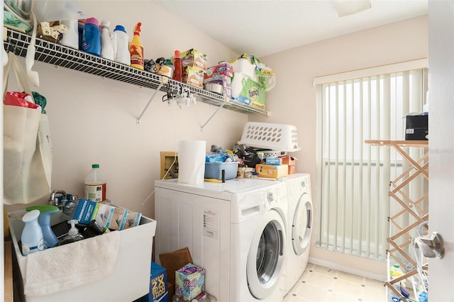 laundry room featuring washer and dryer