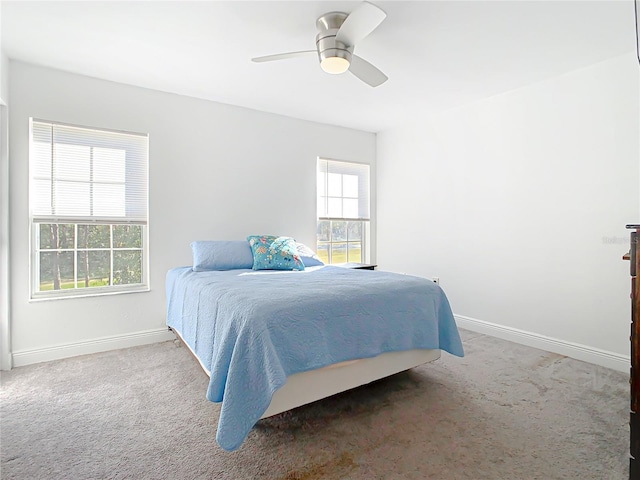 bedroom featuring carpet and ceiling fan