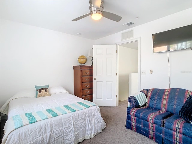 bedroom with carpet floors and ceiling fan