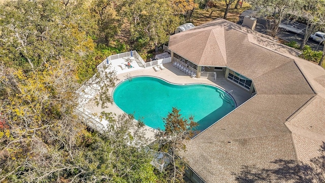 view of swimming pool featuring a patio area