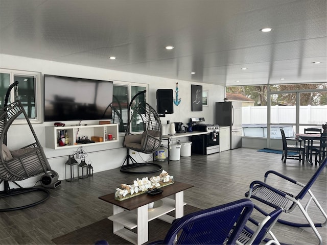 living room with wood-type flooring