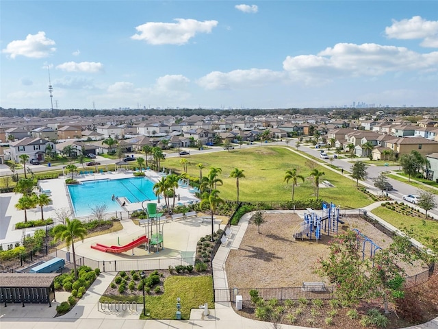 bird's eye view with a residential view