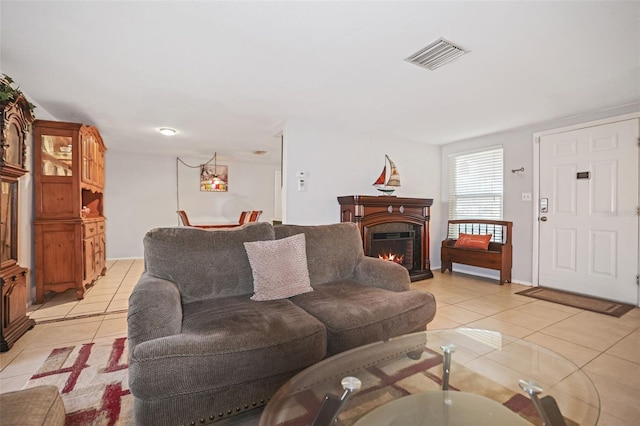 view of tiled living room