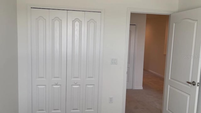 interior space featuring carpet floors and a closet