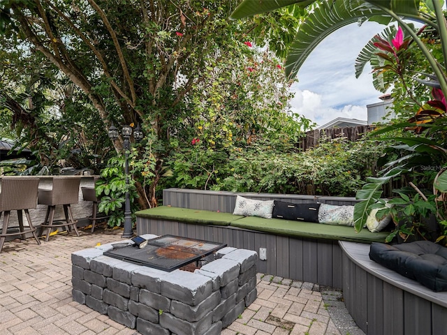 view of patio featuring exterior bar