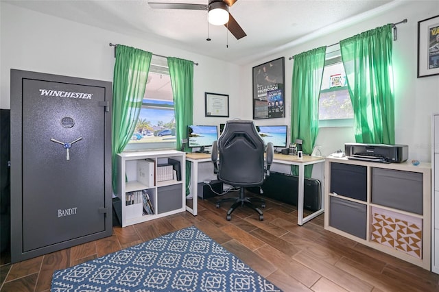 home office with ceiling fan