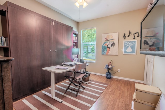 office space featuring light wood-type flooring