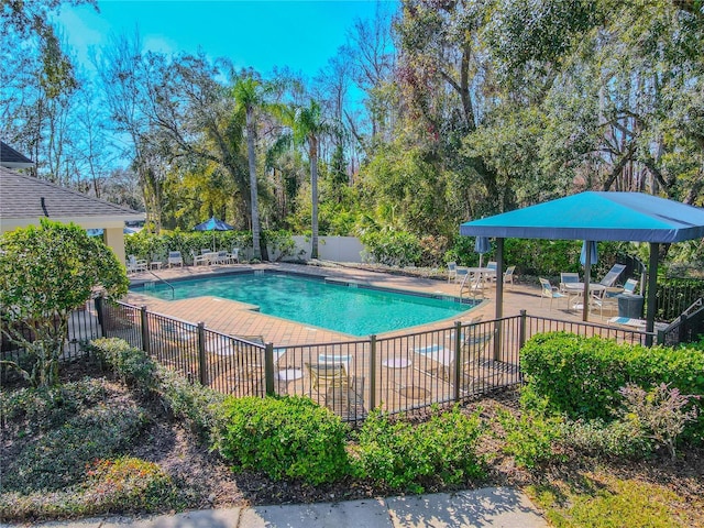 view of swimming pool with a patio