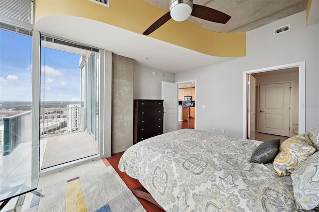 bedroom featuring ceiling fan