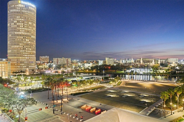 property's view of city with a water view