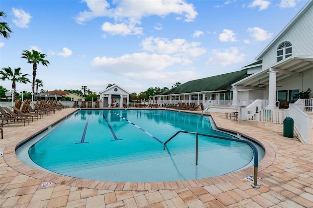 view of pool featuring a patio area