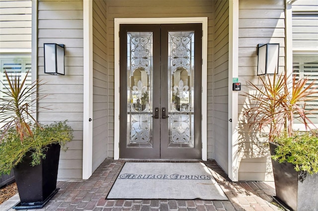 view of exterior entry with french doors