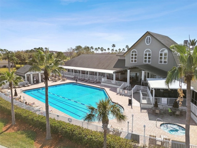 view of pool featuring a patio