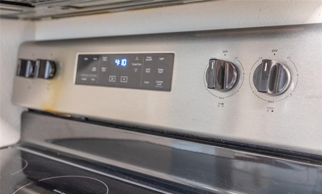 interior details with stainless steel electric range