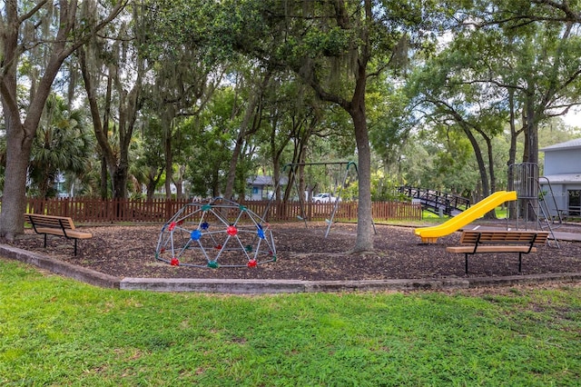 view of play area featuring a yard