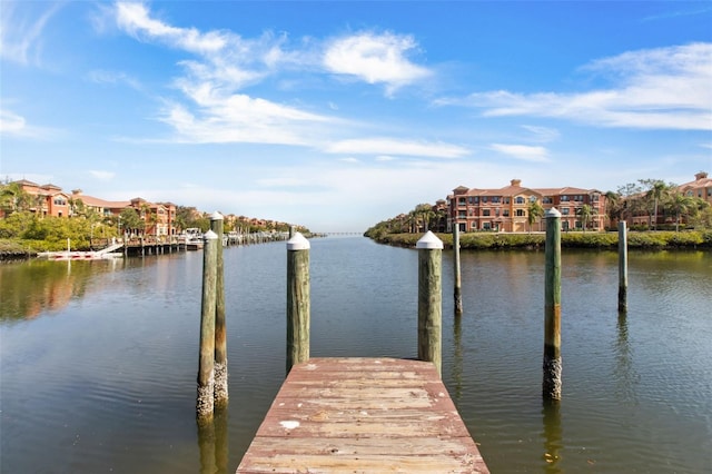 dock area featuring a water view