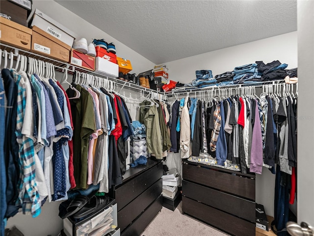 walk in closet featuring carpet