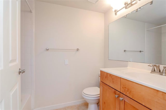 full bathroom with vanity, toilet, and washtub / shower combination