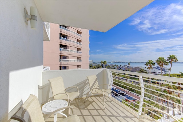 balcony with a water view