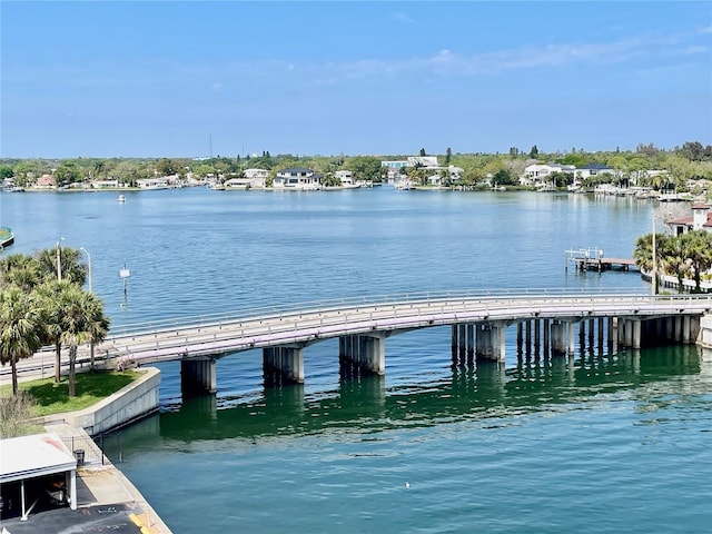 view of dock featuring a water view