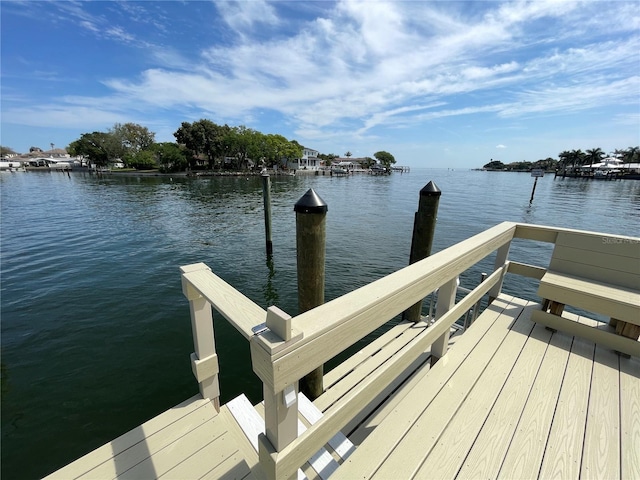 view of dock featuring a water view