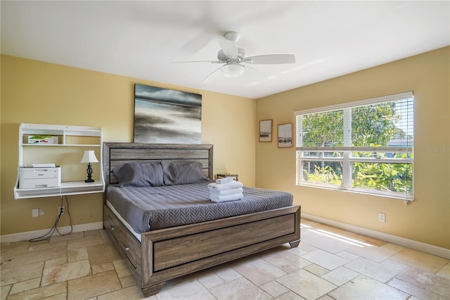 bedroom featuring ceiling fan