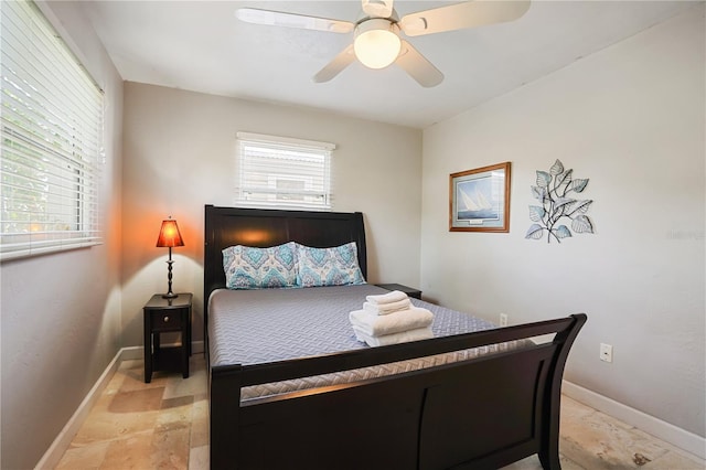 bedroom featuring ceiling fan