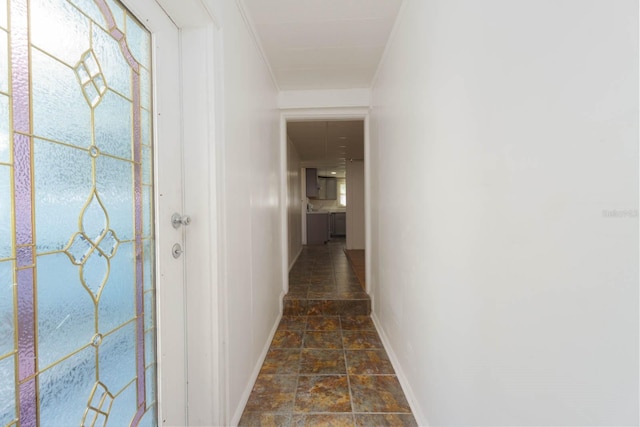 hallway with crown molding