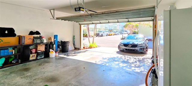 garage with a garage door opener