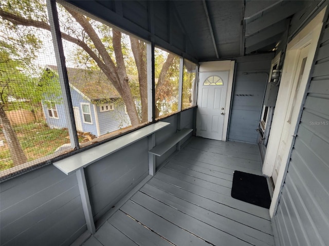 view of unfurnished sunroom