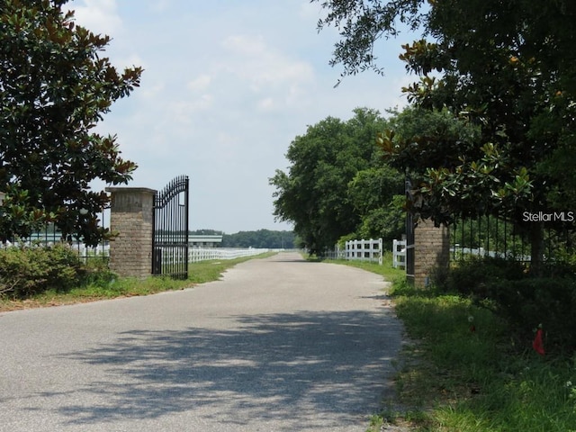 view of road with a water view