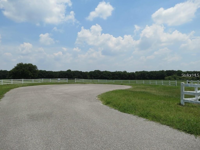 view of street with a rural view