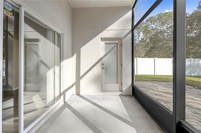 view of unfurnished sunroom