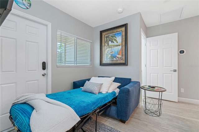 bedroom featuring light hardwood / wood-style floors