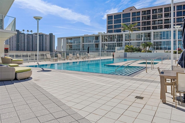 view of pool featuring a patio area