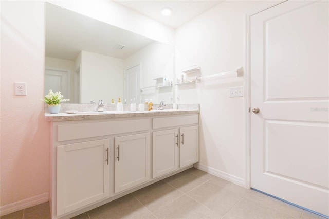 bathroom featuring vanity and tile patterned flooring